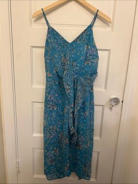 🛍 2/$18 Eclair Teal Floral Spaghetti Strap Midi Dress